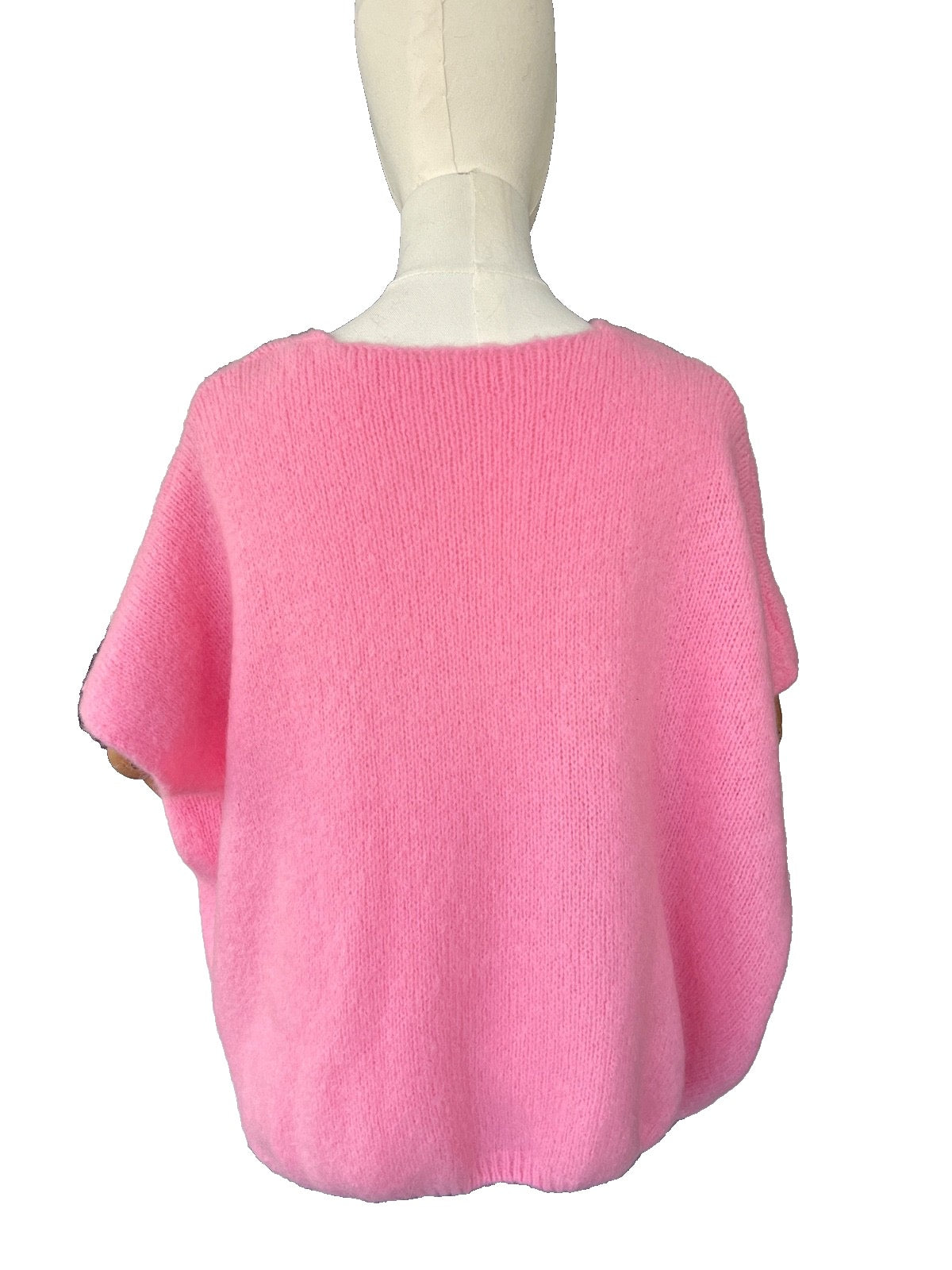 Women's Candy Pink Baggy Sleeveless Knit Jumper