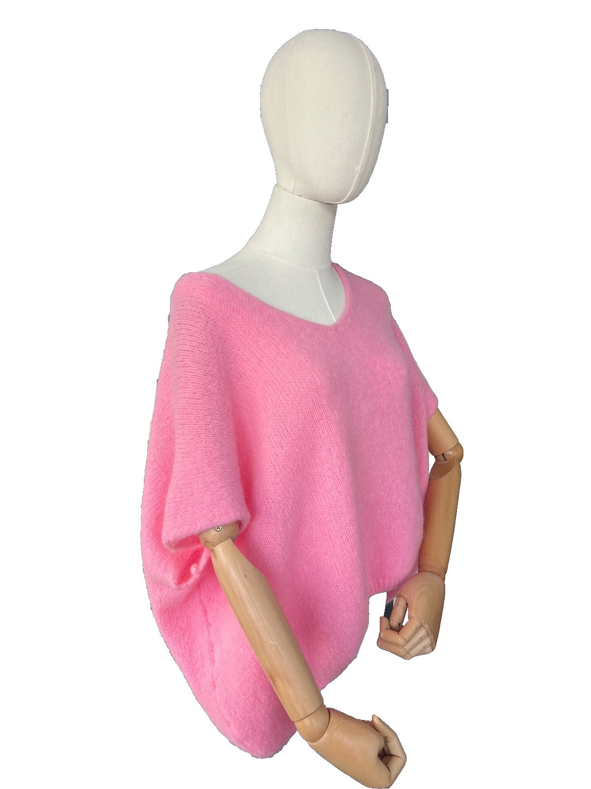 Women's Candy Pink Baggy Sleeveless Knit Jumper