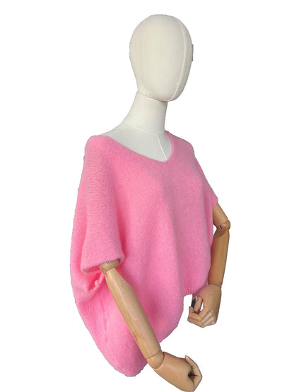 Women's Candy Pink Baggy Sleeveless Knit Jumper
