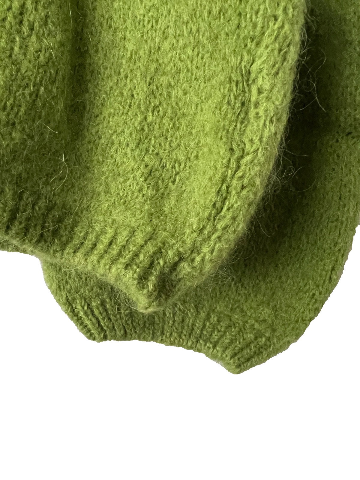 Women's Apple Green Mohair Blend Round-Neck Cardigan