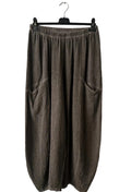 Women's Linen Teabag-Style Relaxed Trousers - Brown