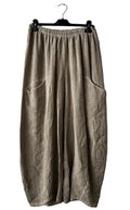 Women's Linen Teabag-Style Relaxed Trousers - mocha