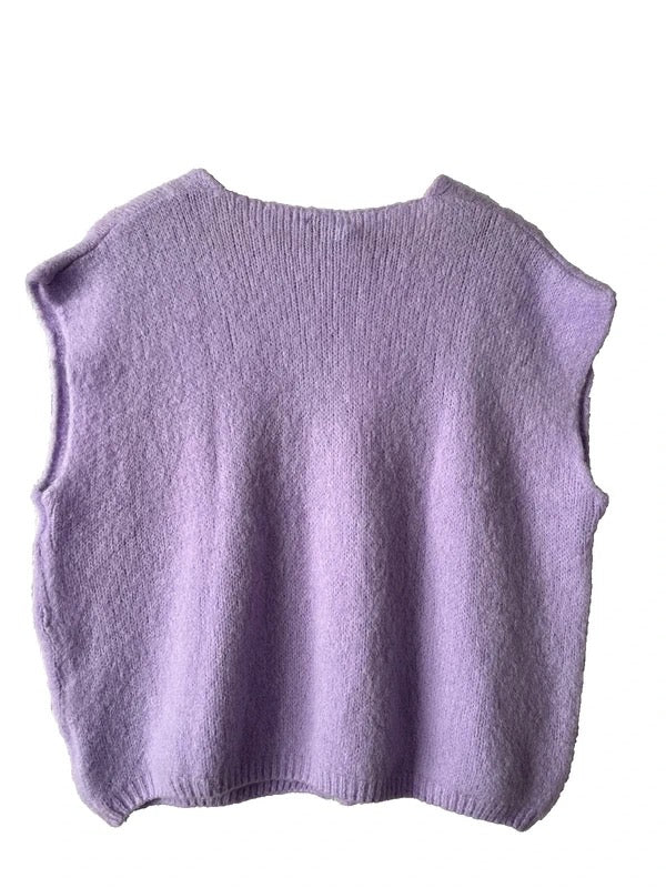 Women's Lilac Alpaca Blend Sleeveless Cardigan