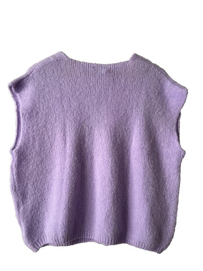 Women's Lilac Alpaca Blend Sleeveless Cardigan