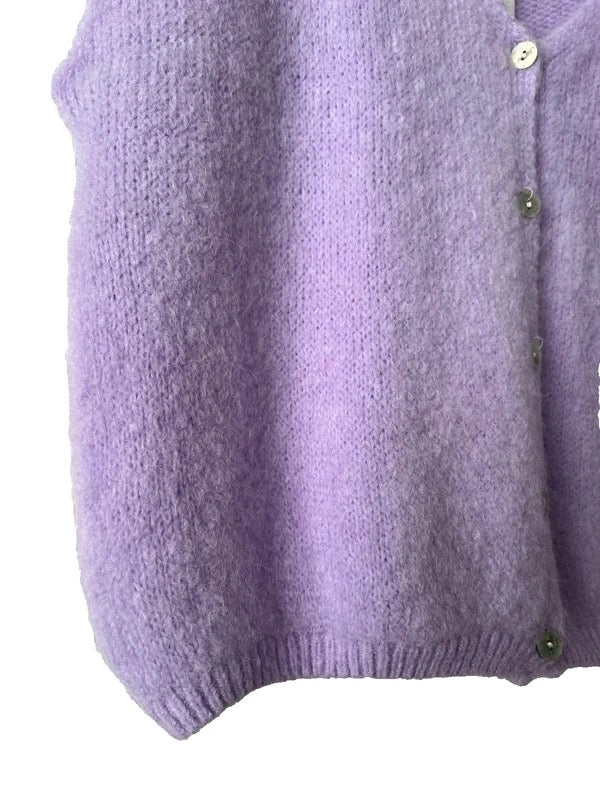 Women's Lilac Alpaca Blend Sleeveless Cardigan